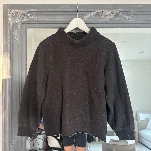 Madewell Betterterry Relaxed Turtleneck Sweatshirt in Heather Donegal Charcoal M - Picture 5 of 11